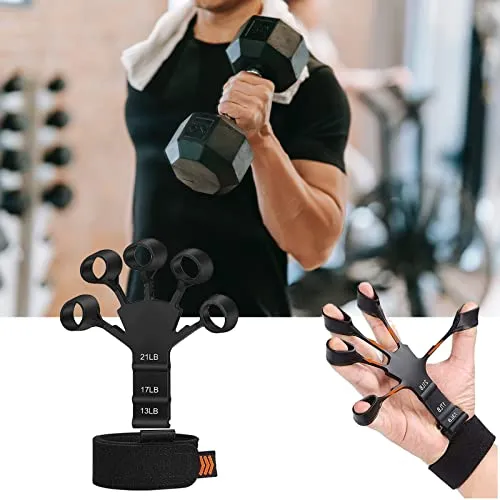 4Pcs Finger Strengthener Grip Strength Trainer, Grip Strength Tester Forearm Strengthener, 6 Resistant Level Finger Exerciser Hand Strengthener for Strength Training, Finger Flexion Extension Training