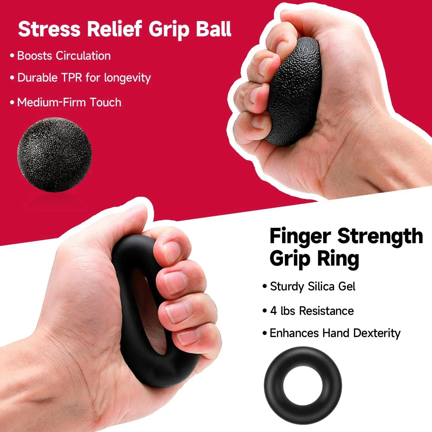 5-60Kg Adjustable Grip Strength Trainer with Finger Exerciser Hand Grip Strengthener for Muscle Building and Injury Recover