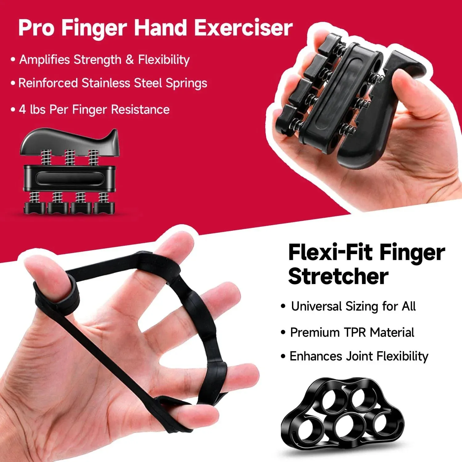 5-60Kg Adjustable Grip Strength Trainer with Finger Exerciser Hand Grip Strengthener for Muscle Building and Injury Recover