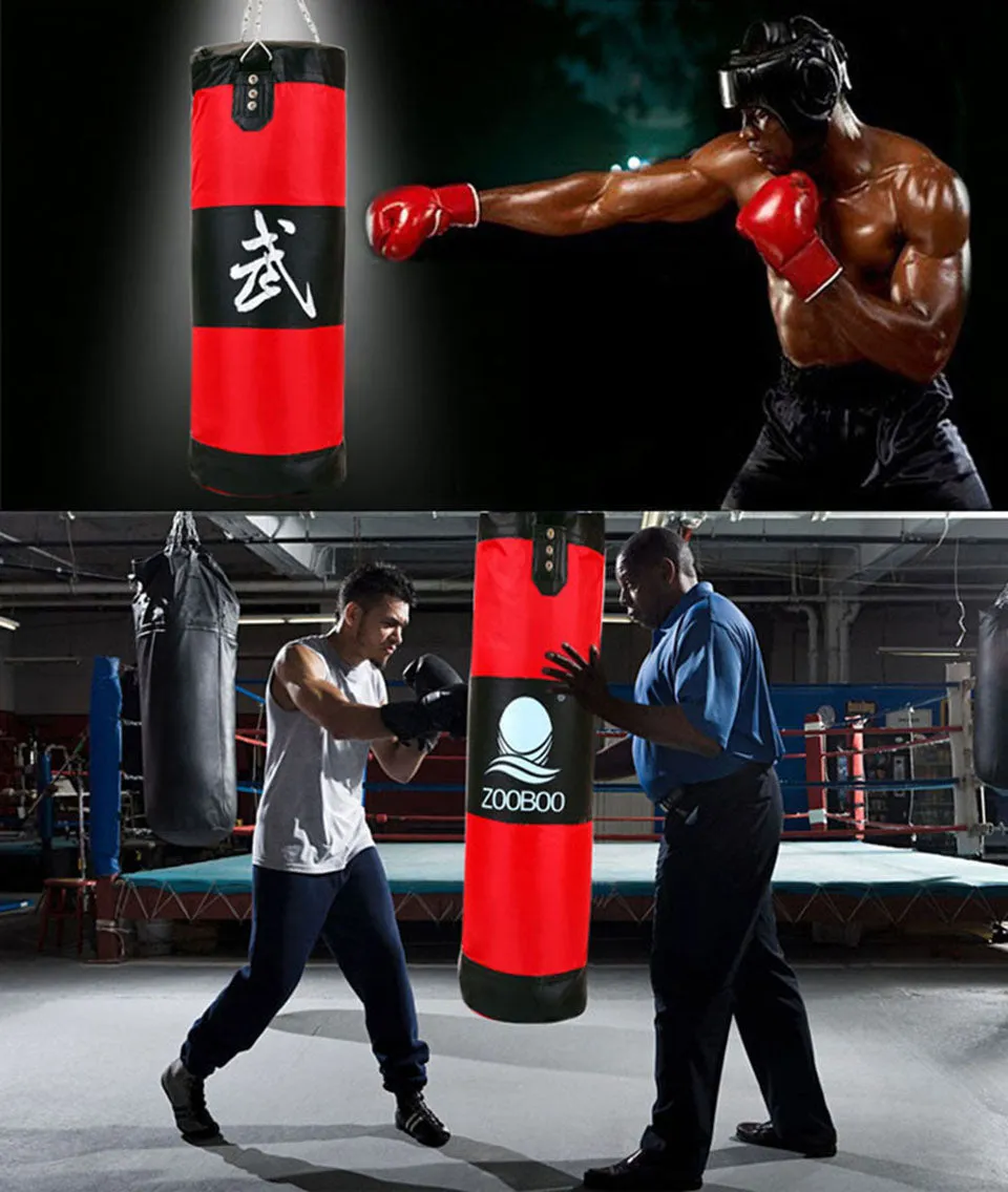 90cm Punching Bag, Fitness Sandbags, Striking Drop Hollow Empty Sand Bag with Chain, Martial Art Training Punch Target