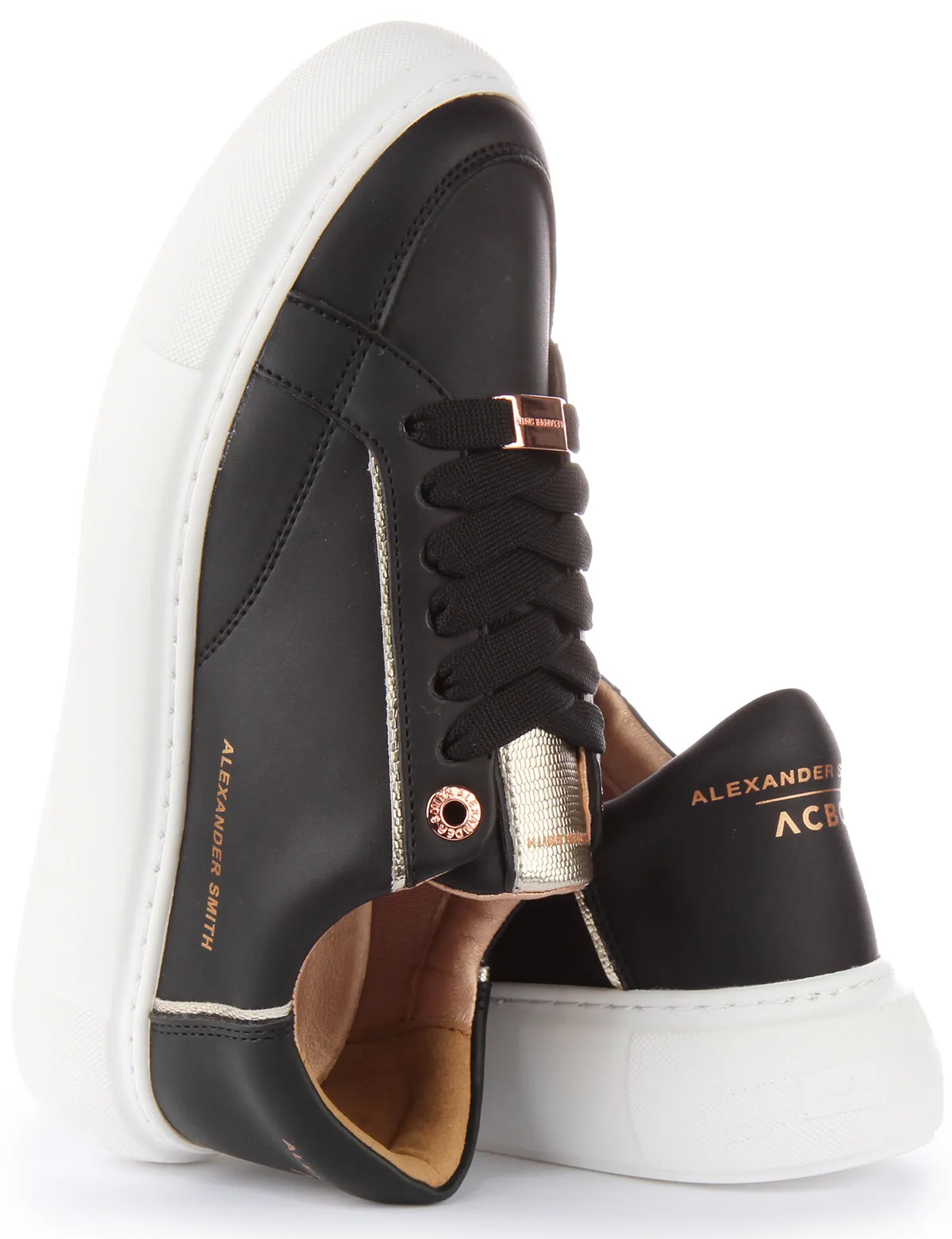 Alexander Smith Trainers In Black Gold For Women