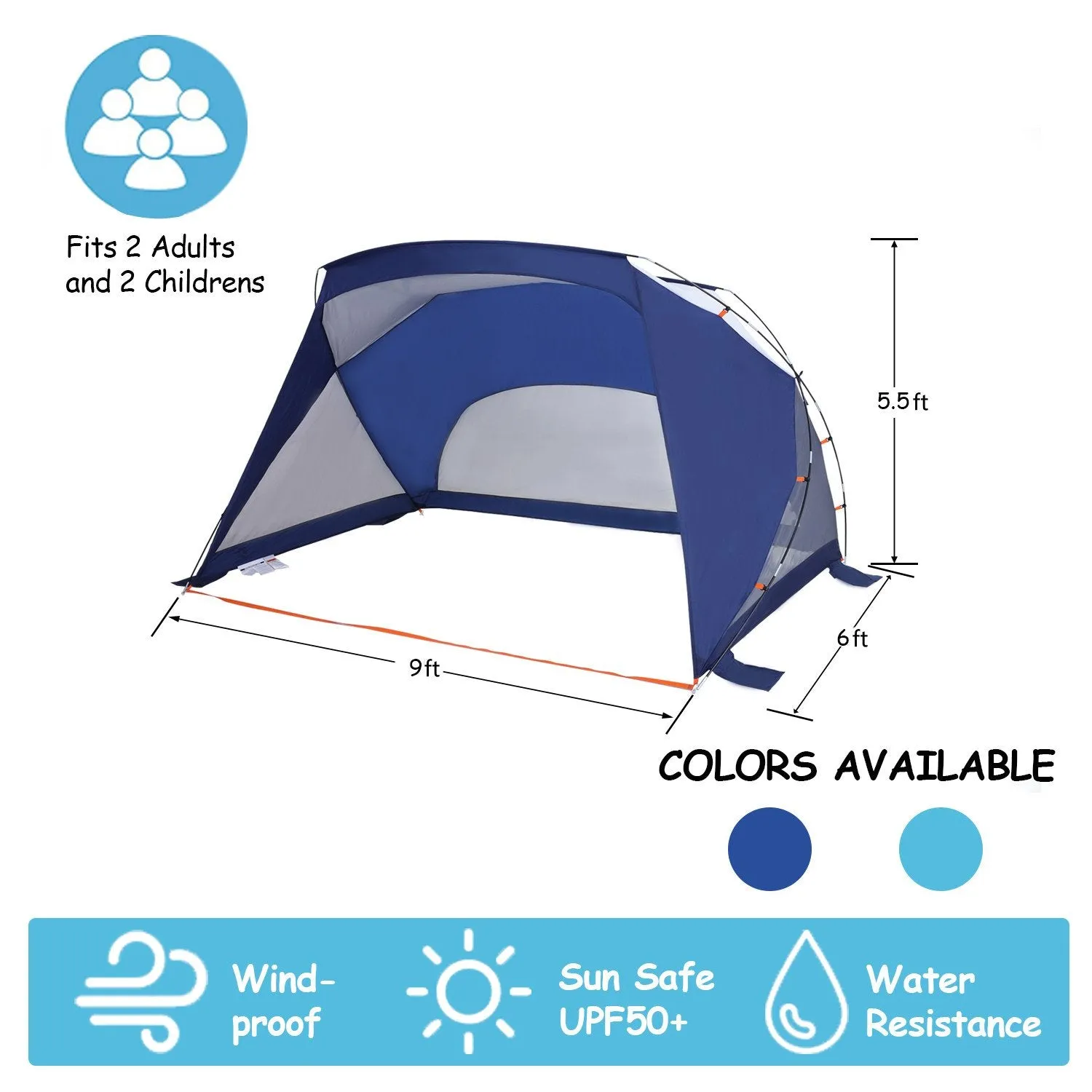 ALPHA CAMP 3-4 Person Portable Sun Shade Tent Sports / Beach Shelter