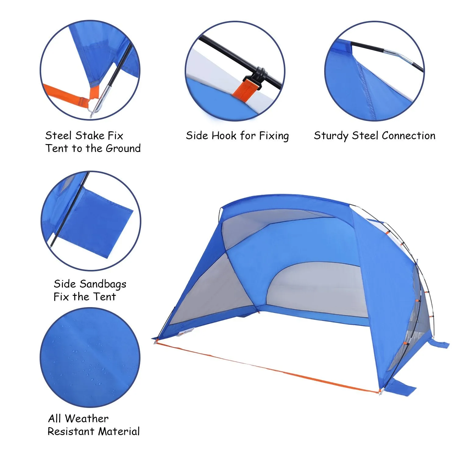 ALPHA CAMP 3-4 Person Portable Sun Shade Tent Sports / Beach Shelter