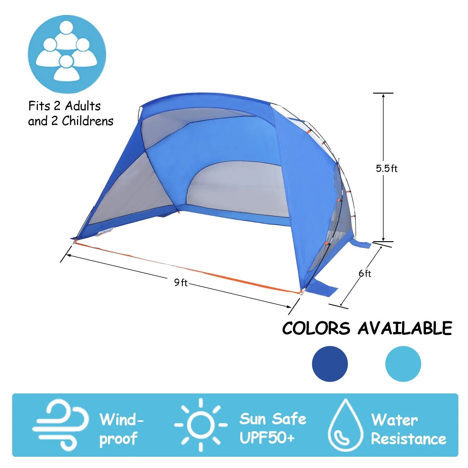 ALPHA CAMP 3-4 Person Portable Sun Shade Tent Sports / Beach Shelter