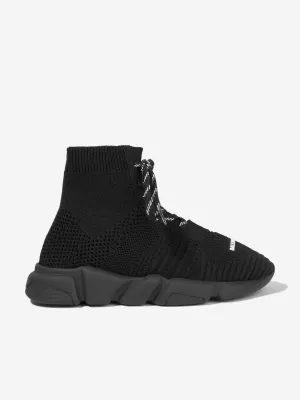 Balenciaga Kids Lace Up Speed Trainers in Black