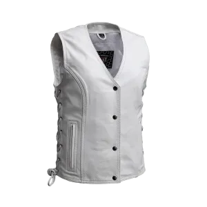 Beryl - Women's Motorcycle Leather Vest - White