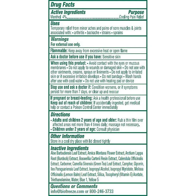 Biofreeze Pain Relieving Gel, Green, 3 oz