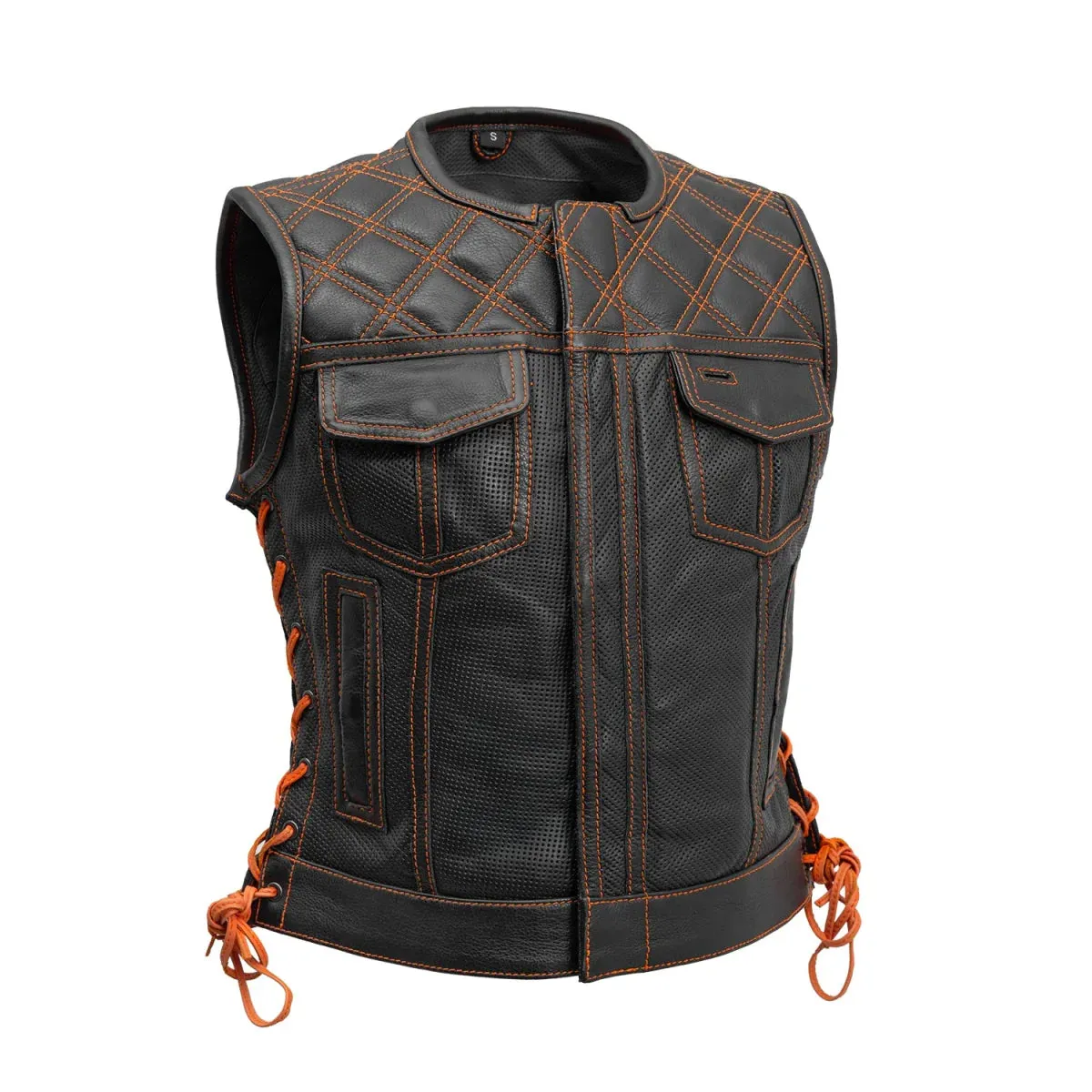 Bonnie Perforated Women's Motorcycle Leather Vest