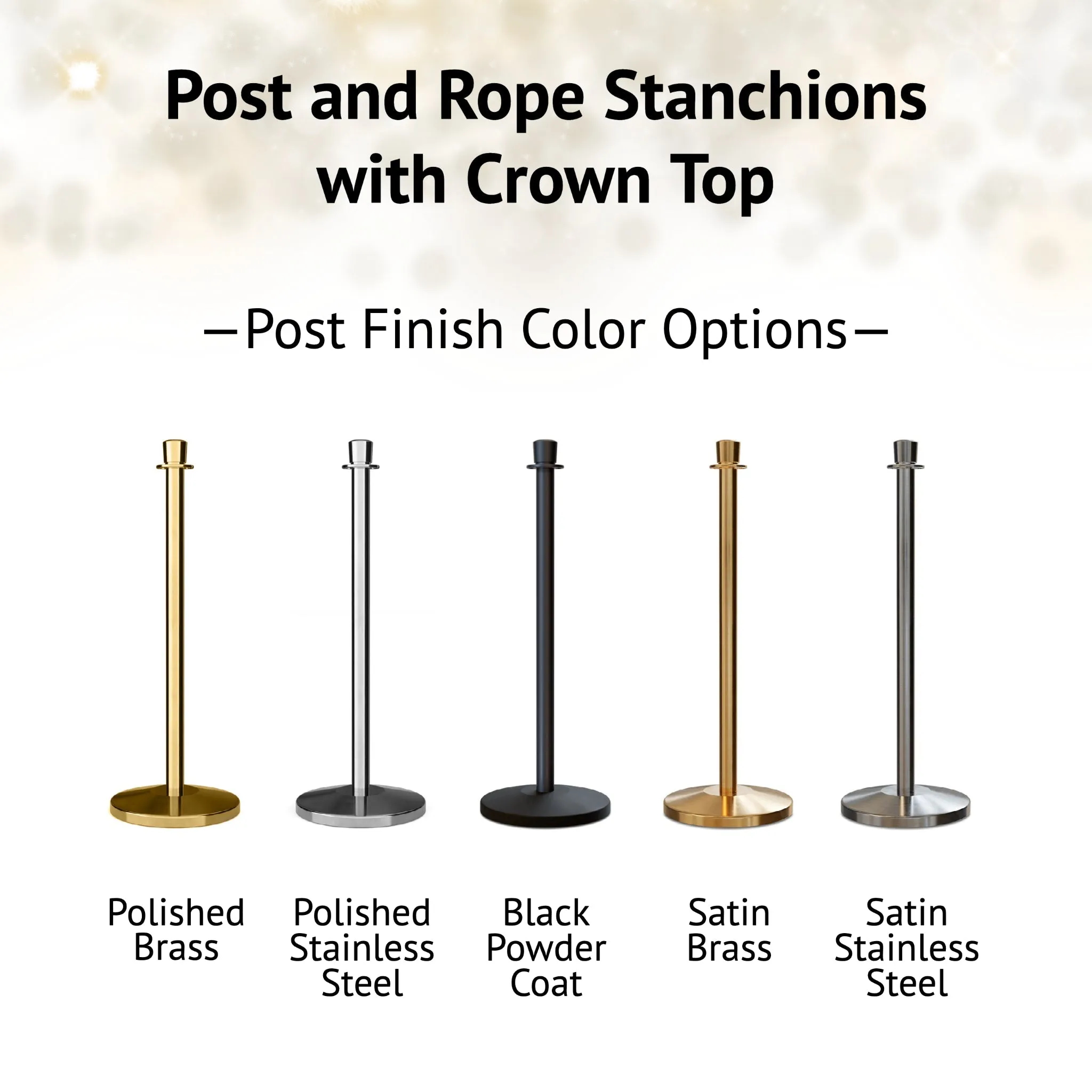 Crown Top Post and Rope Stanchion with Dome Base - Montour Line CDLineD