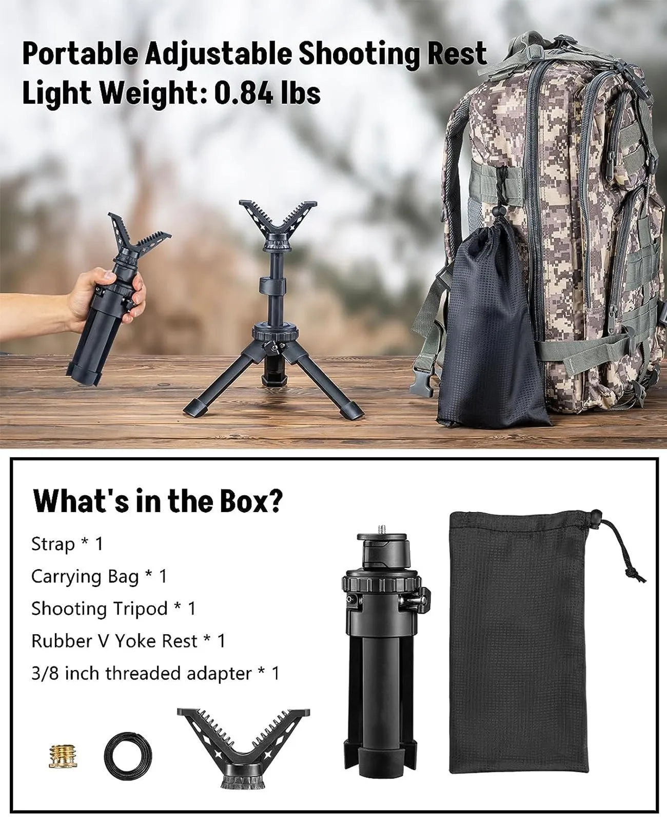 CVLIFE 8-15.5 Inches Shooting Tripod with 360° Rotate V Yoke Holder