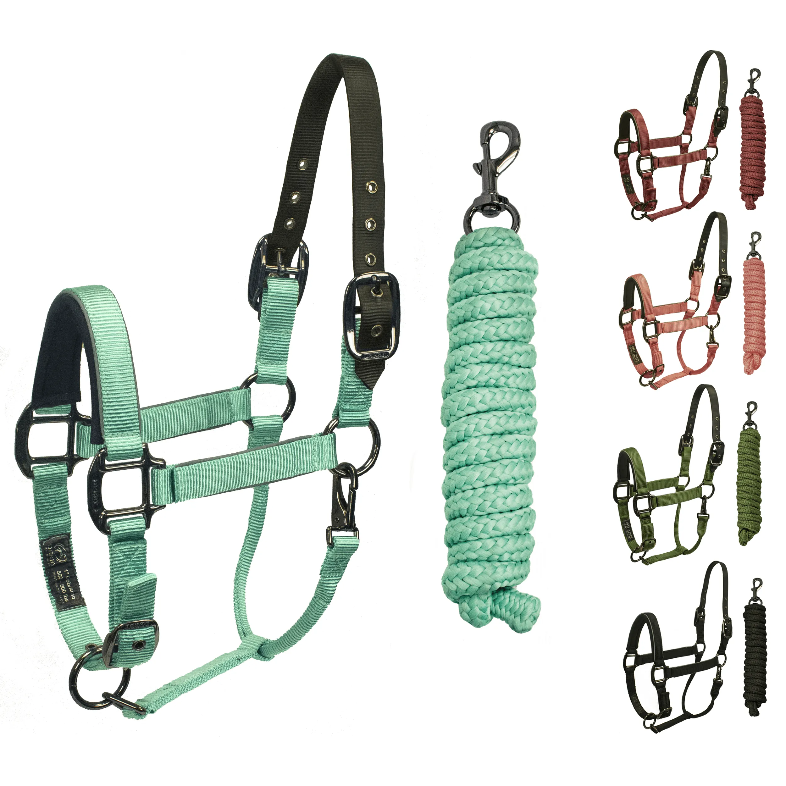 Derby Originals Desert Rose Collection Blackout Reflective Safety Flex-Webb Horse Halters with Matching Lead Ropes