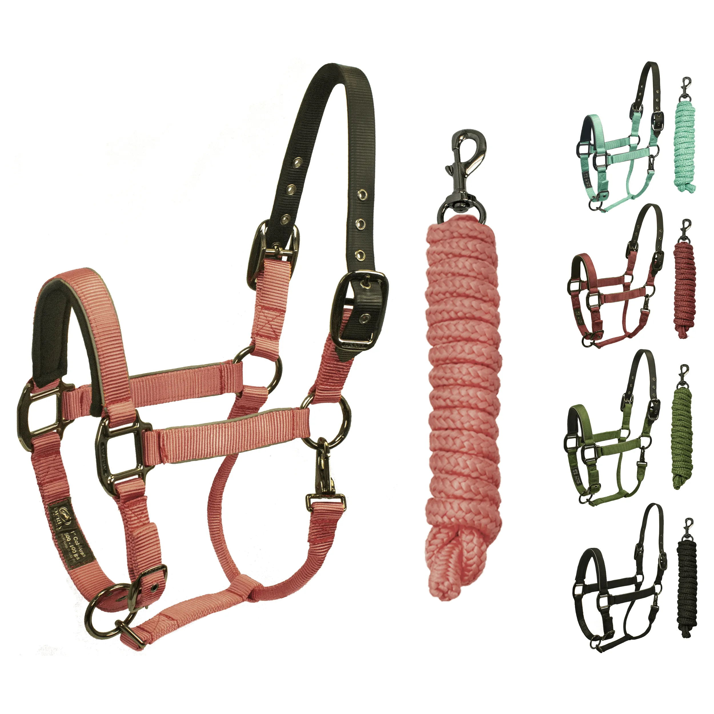 Derby Originals Desert Rose Collection Blackout Reflective Safety Flex-Webb Horse Halters with Matching Lead Ropes