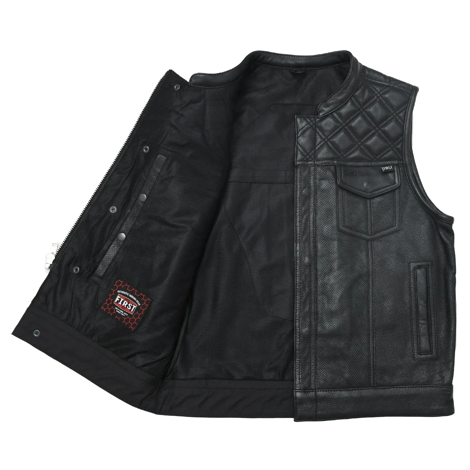 Downside Perforated Men's Motorcycle Leather Vest