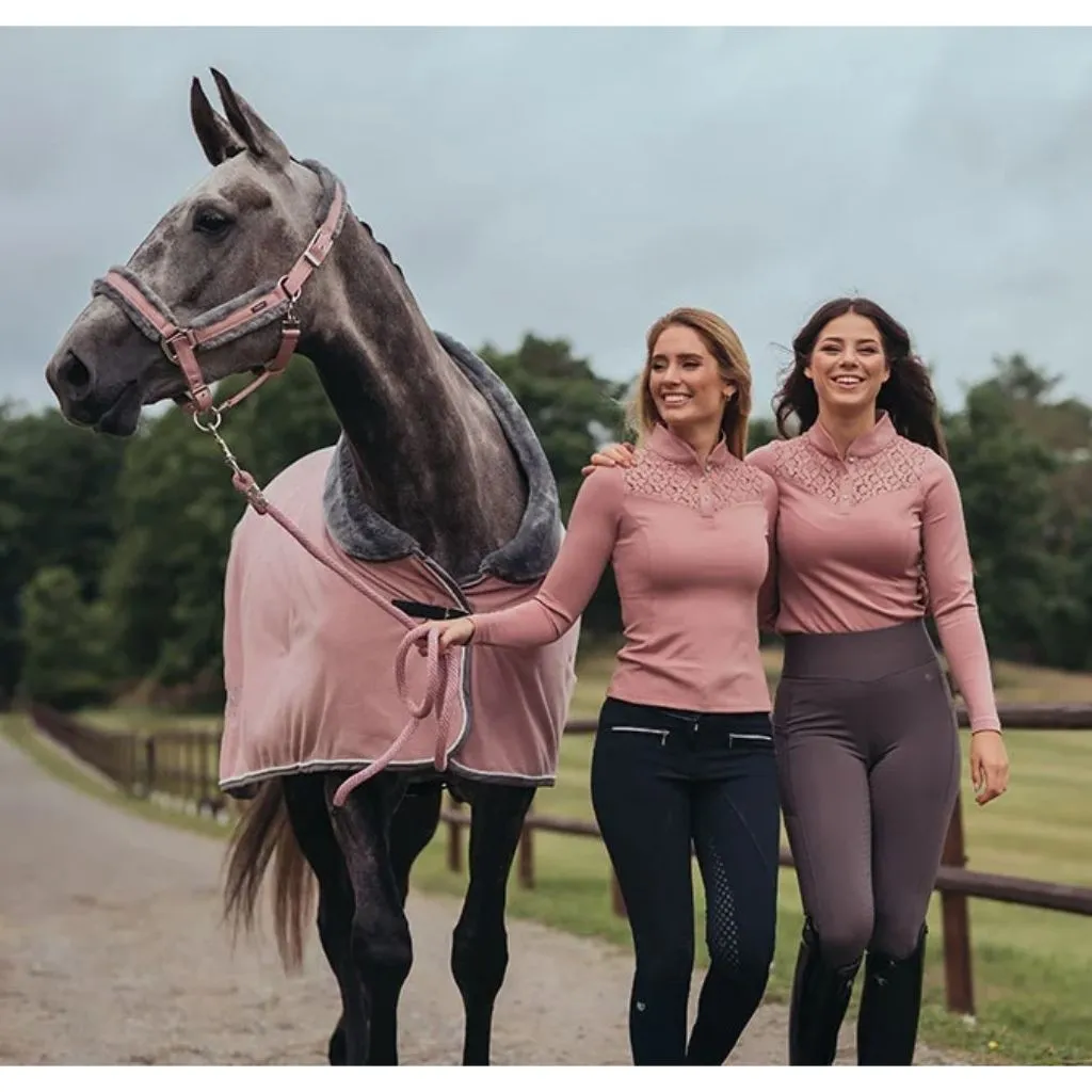 Equestrian Stockholm Halter and Lead set with Fur PINK