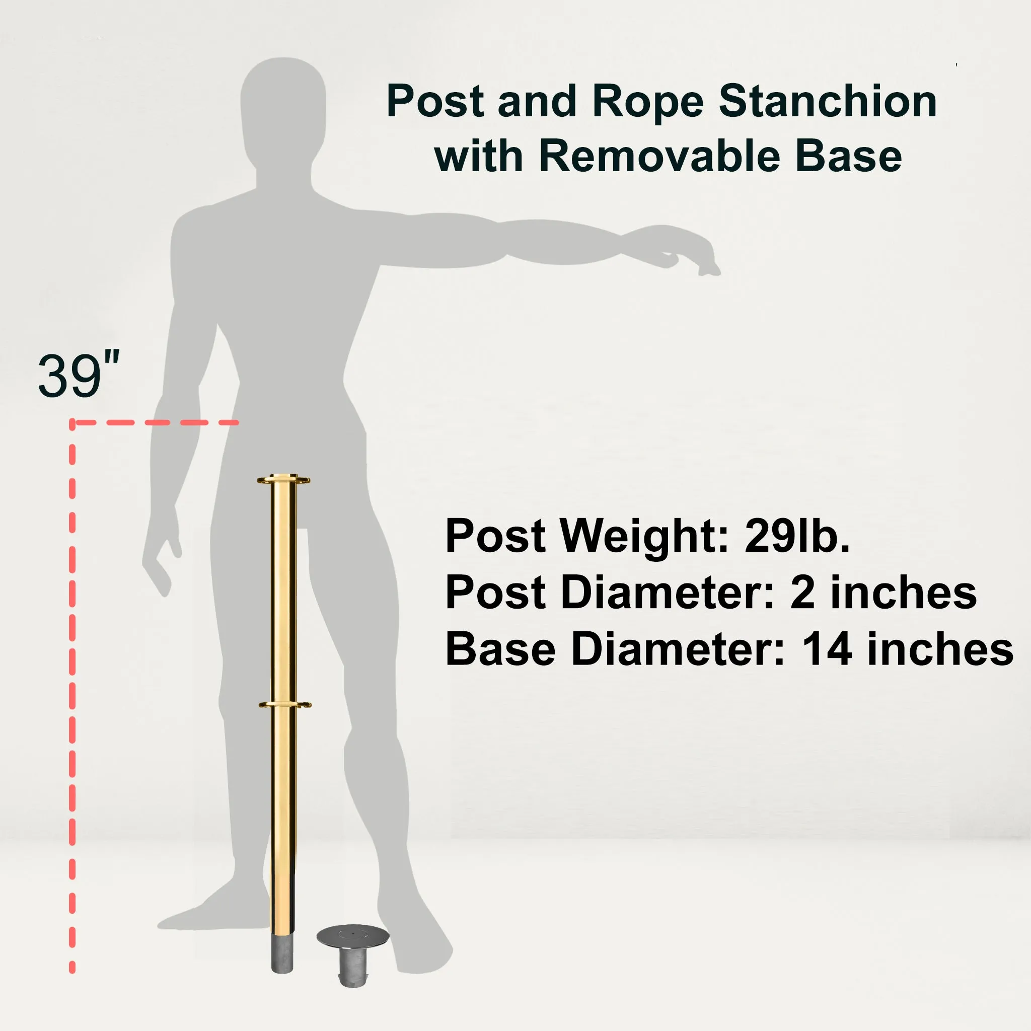 Flat Top Dual Rope Stanchion with Removable Base - Montour Line CXLineDR