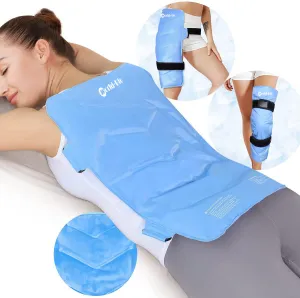 Full Back Ice Pack for Injuries Reusable Large Gel Ice Wrap for Back Pain Relief from Swelling, Bruises & Sprains by Cold Compression Therapy