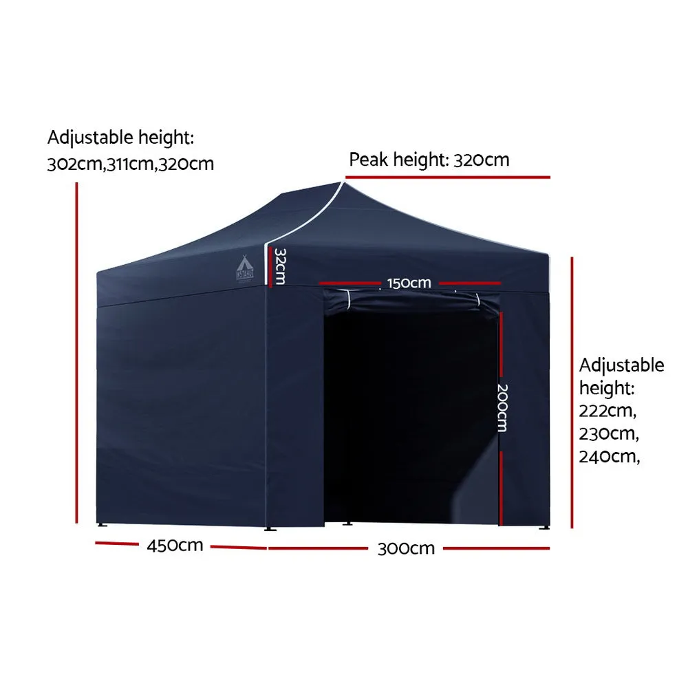 Instahut Gazebo Pop Up Marquee 3x4.5m Folding Wedding Tent Gazebos Shade Navy