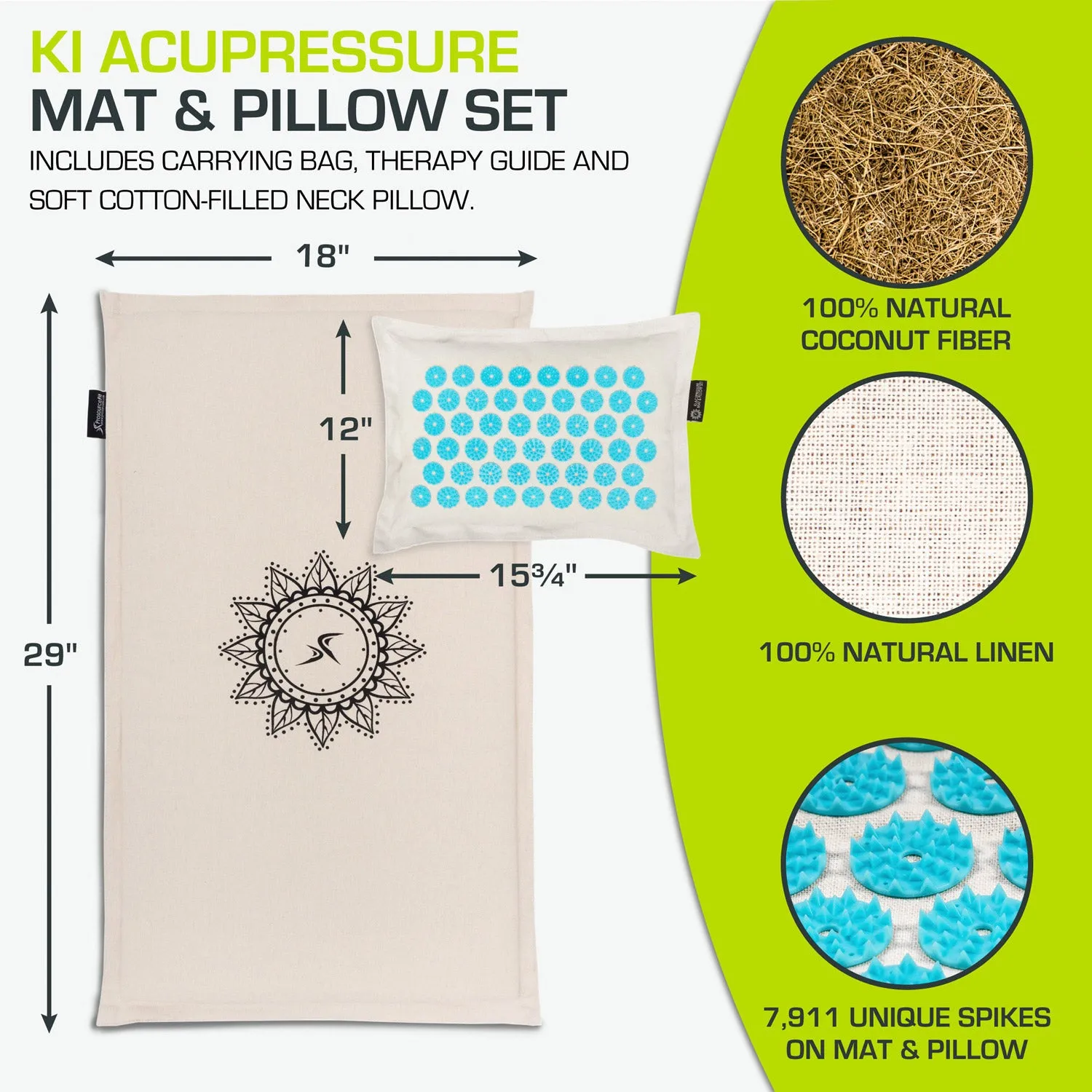 Ki Acupressure Mat and Pillow Set