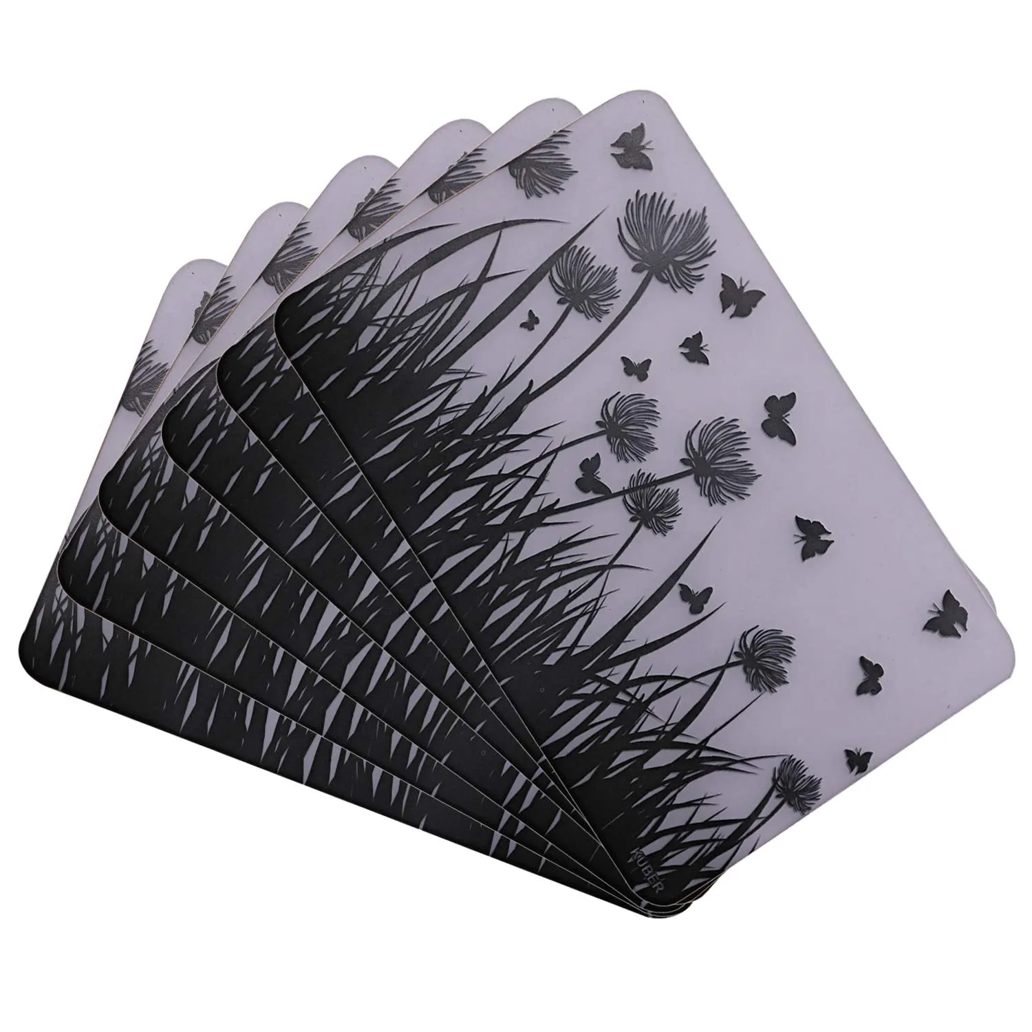 Kuber Industries Butterfly Design PVC 6 Pieces Refrigerator Drawer Mats (Black and White), CTKTC13675