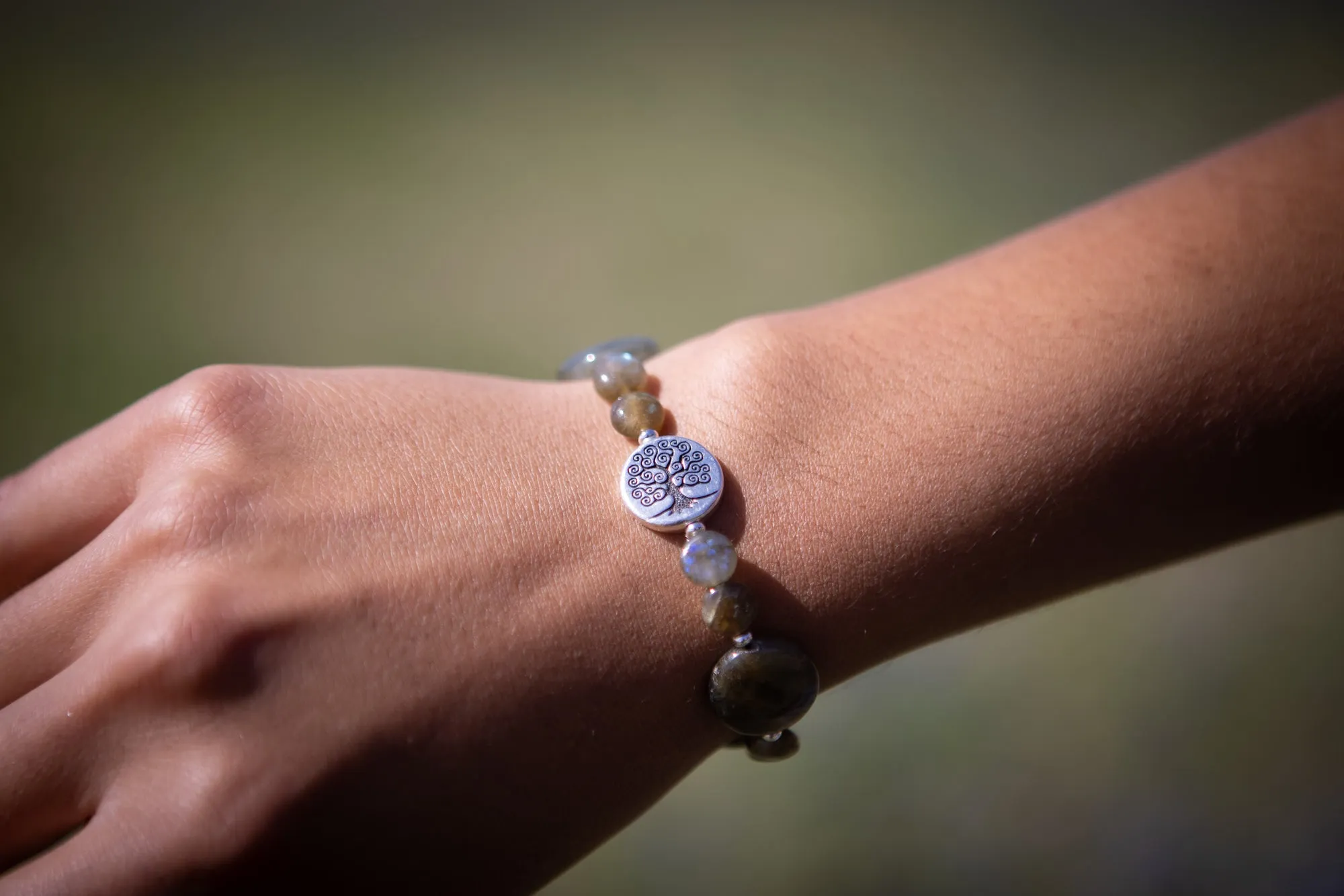 Labradorite Healing Bracelet with Tree of Life Bead