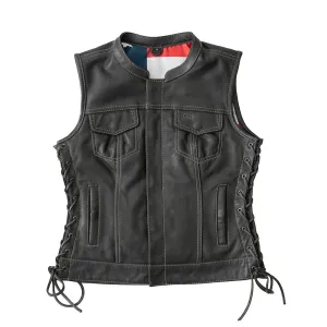 Liberty Women's Club Style Motorcycle Leather Vest - Limited Edition