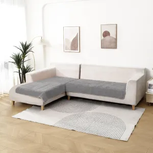 Luxury Plush Sofa Mat for 3 Seater and 2 Seater Sofa (L Shape), Light Grey