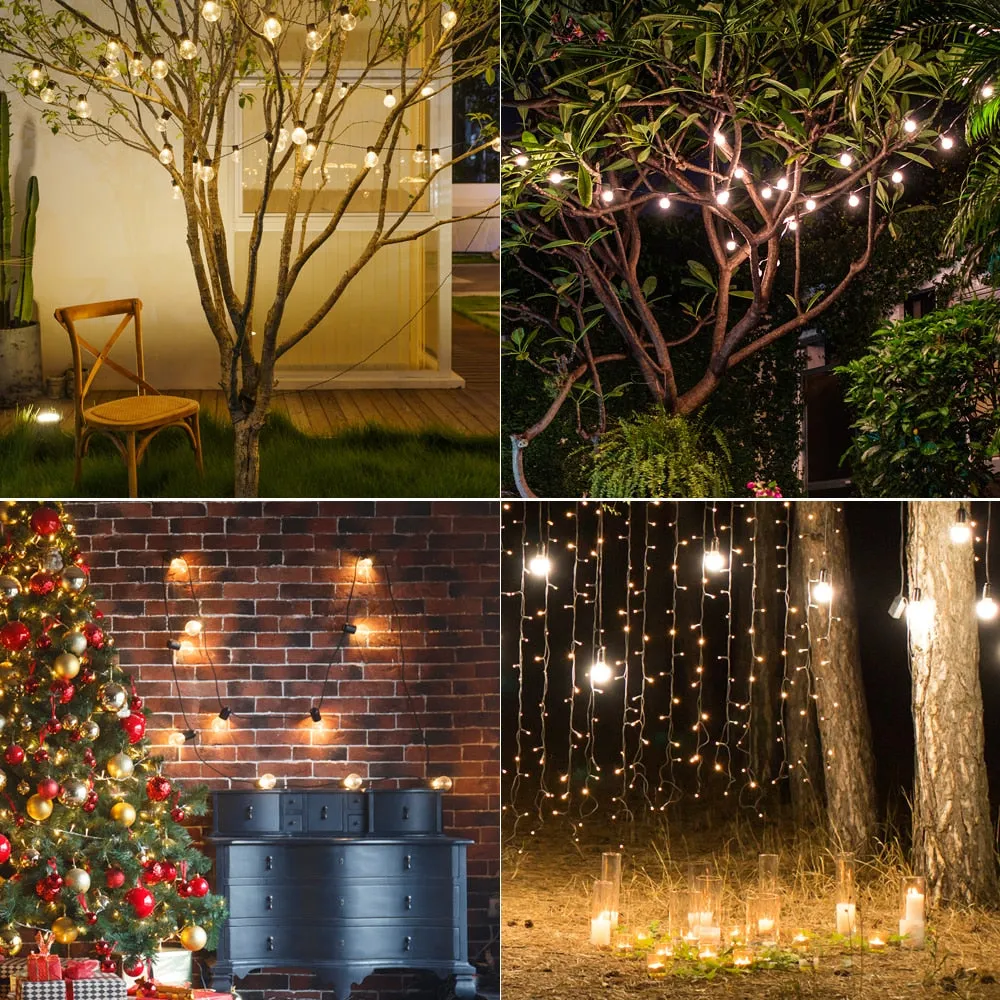 Outdoor Garland Street LED G50 Bulb Solar Energy String Light As Christmas Decoration Lamp For Home Indoor Holiday Lighting