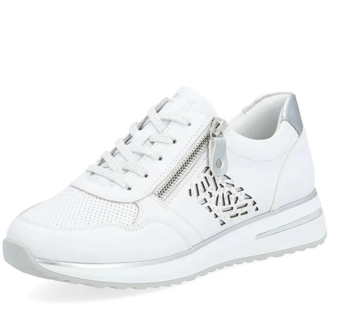 Remonte D1G00-80 Pamplona White Leather Wedge Trainers