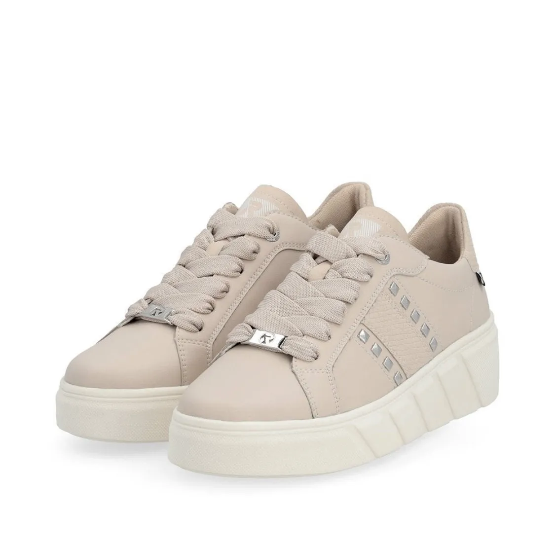 Rieker Evolution W0506-31 Blush Pink Leather Flatform Trainer