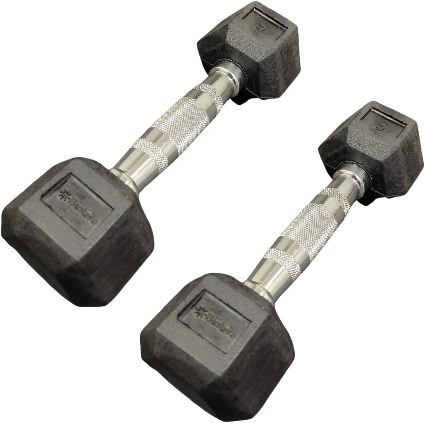 Rubber Coated Hexagon Dumbbells - Set of 2 - 8lb