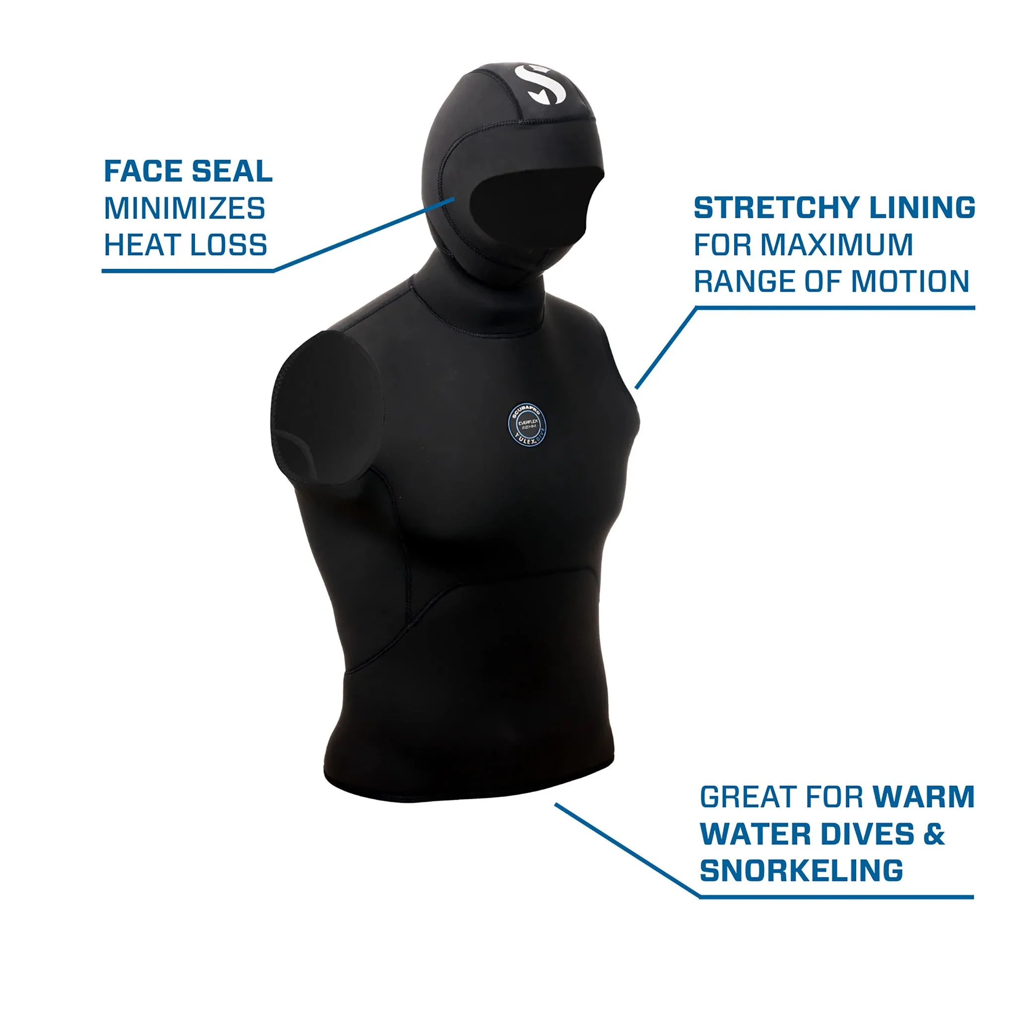 SCUBAPRO - Everflex YULEX® Dive Hooded Vest, 2mm MEDIUM - CLEARANCE