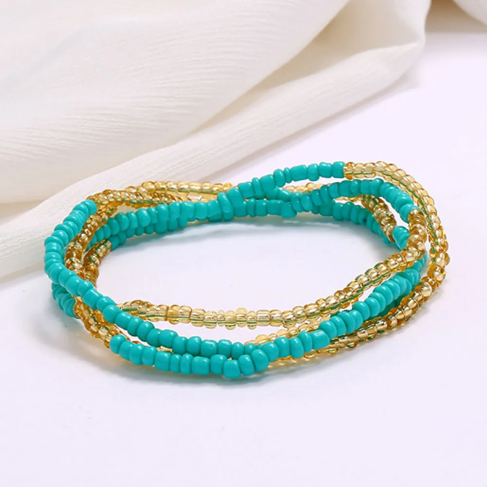 Slimming Elastic Waist Band | Blue Gold Waist Beads | African Waist Beads