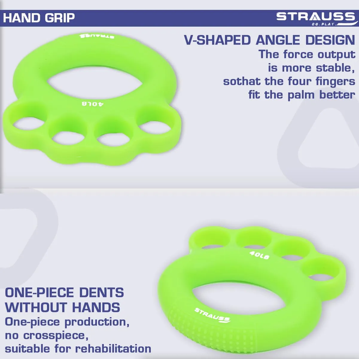 Strauss Adjustable Finger and Hand Exerciser | Finger&Palm Gripper | Hand Strengthener for Carpal Tunnel Relief and Grip Strength for Men & Women, (Green)