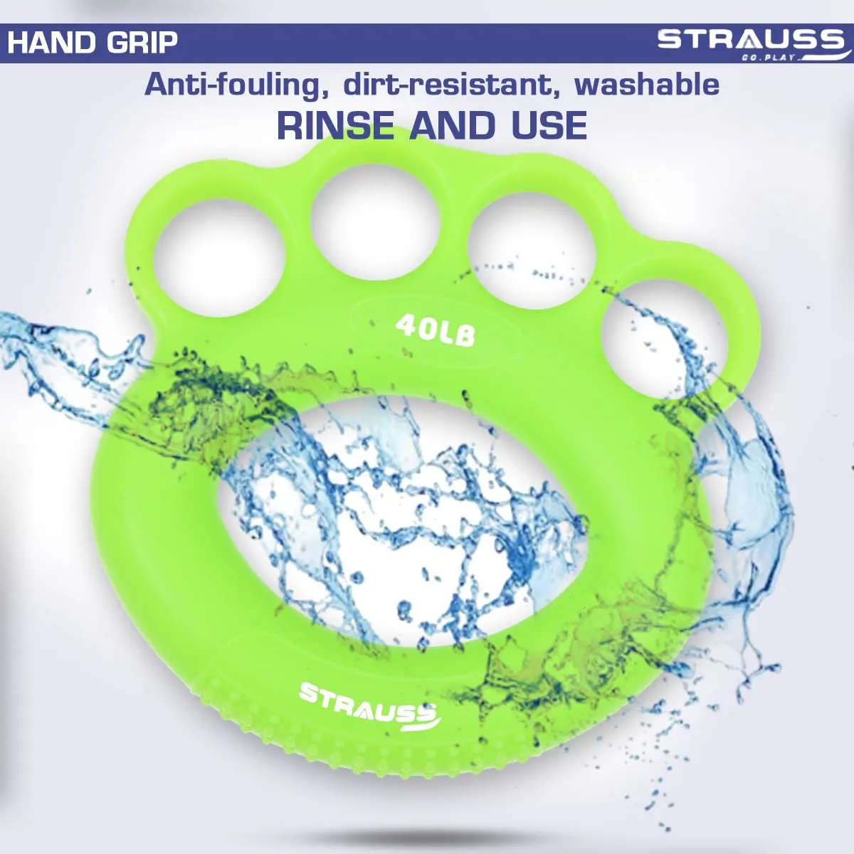 Strauss Adjustable Finger and Hand Exerciser | Finger&Palm Gripper | Hand Strengthener for Carpal Tunnel Relief and Grip Strength for Men & Women, (Green)