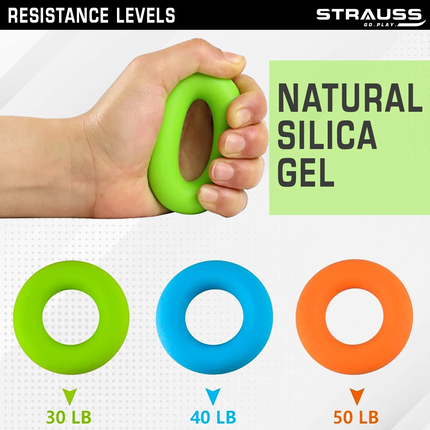 Strauss Finger Stretcher | Hand Strengthener for Carpal Tunnel Relief and Grip Strength | Silicone Finger Gripper and Finger Stretcher | Ideal for All Skill Levels | Set of 3