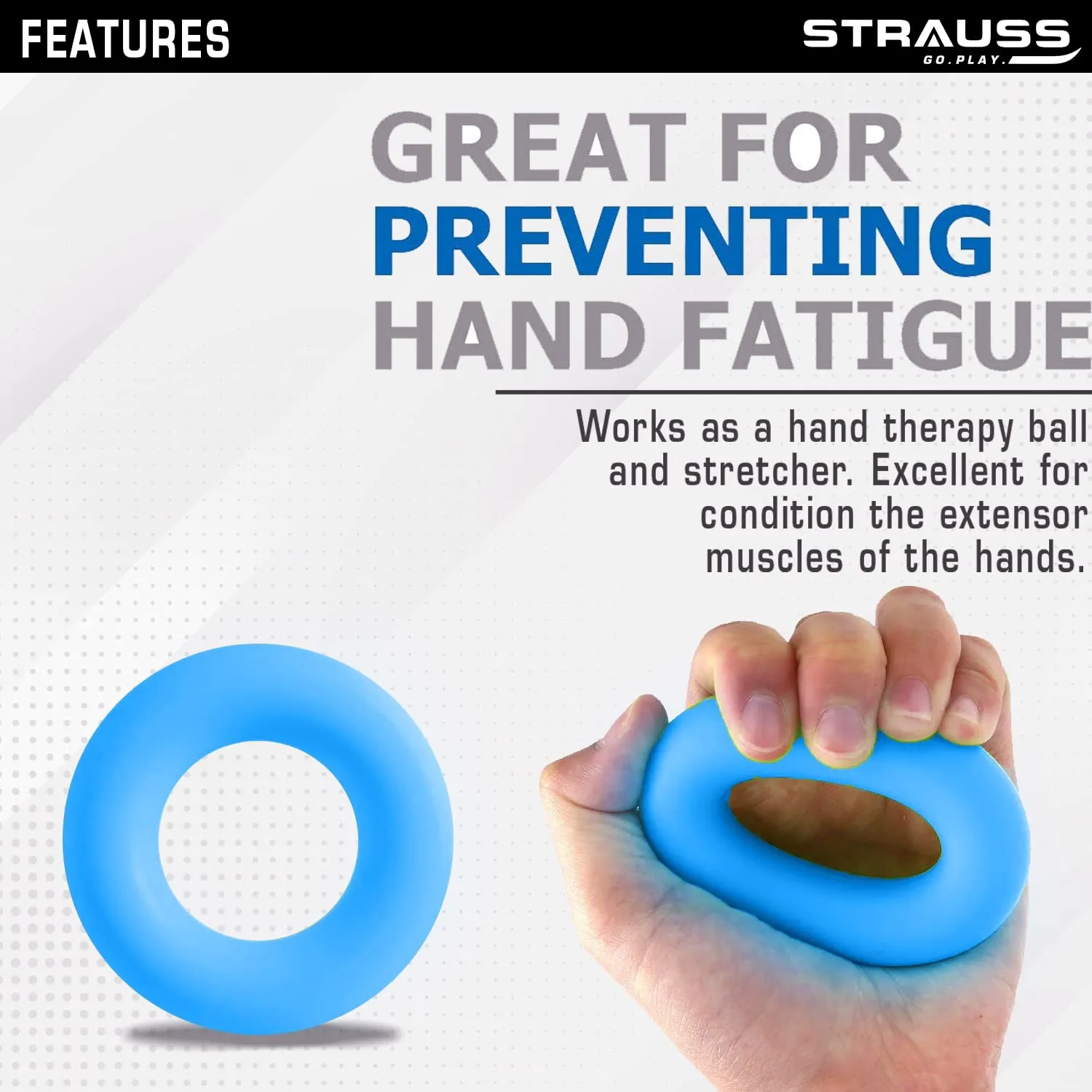 Strauss Silicon Palm Hand Grip Exerciser | Hand Strengthener for Carpal Tunnel Relief and Grip Strength | Silicone Finger Gripper and Finger Stretcher | Ideal for All Skill Levels | Set of 3