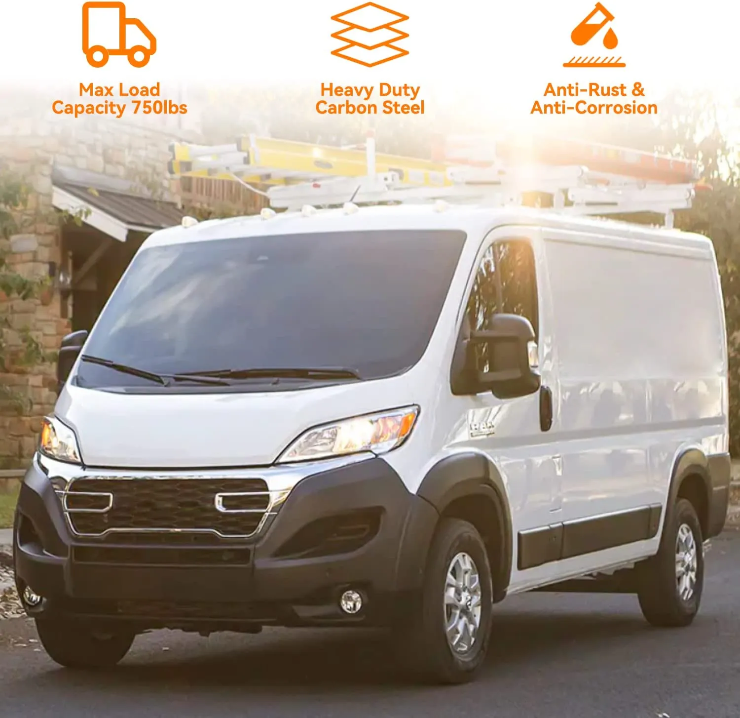 Van Roof Ladder Racks Fit for RAM ProMaster City 3 Bars