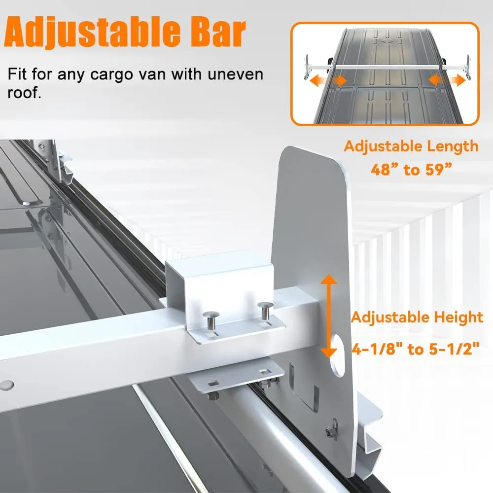 Van Roof Ladder Racks with Cargo Roller for Ford E-series/ Chevrolet Express/ GMC Savana