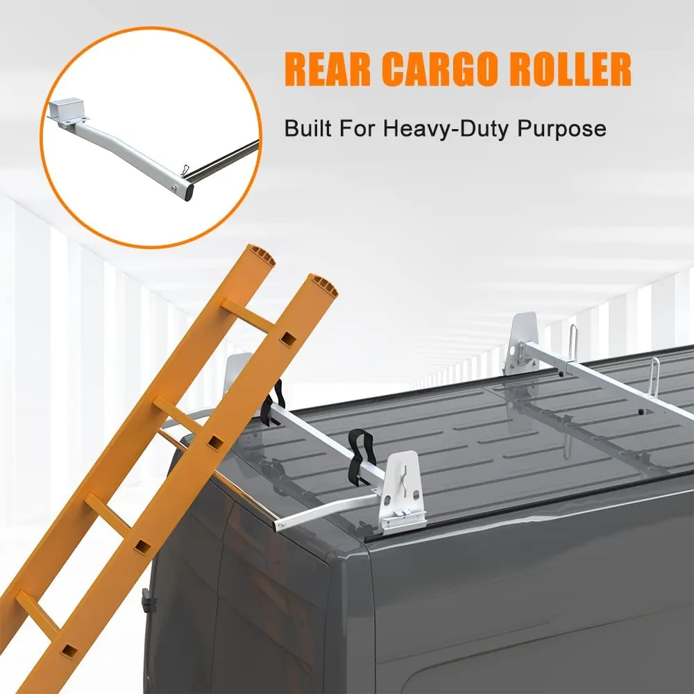 Van Roof Ladder Racks with Cargo Roller for Ford E-series/ Chevrolet Express/ GMC Savana