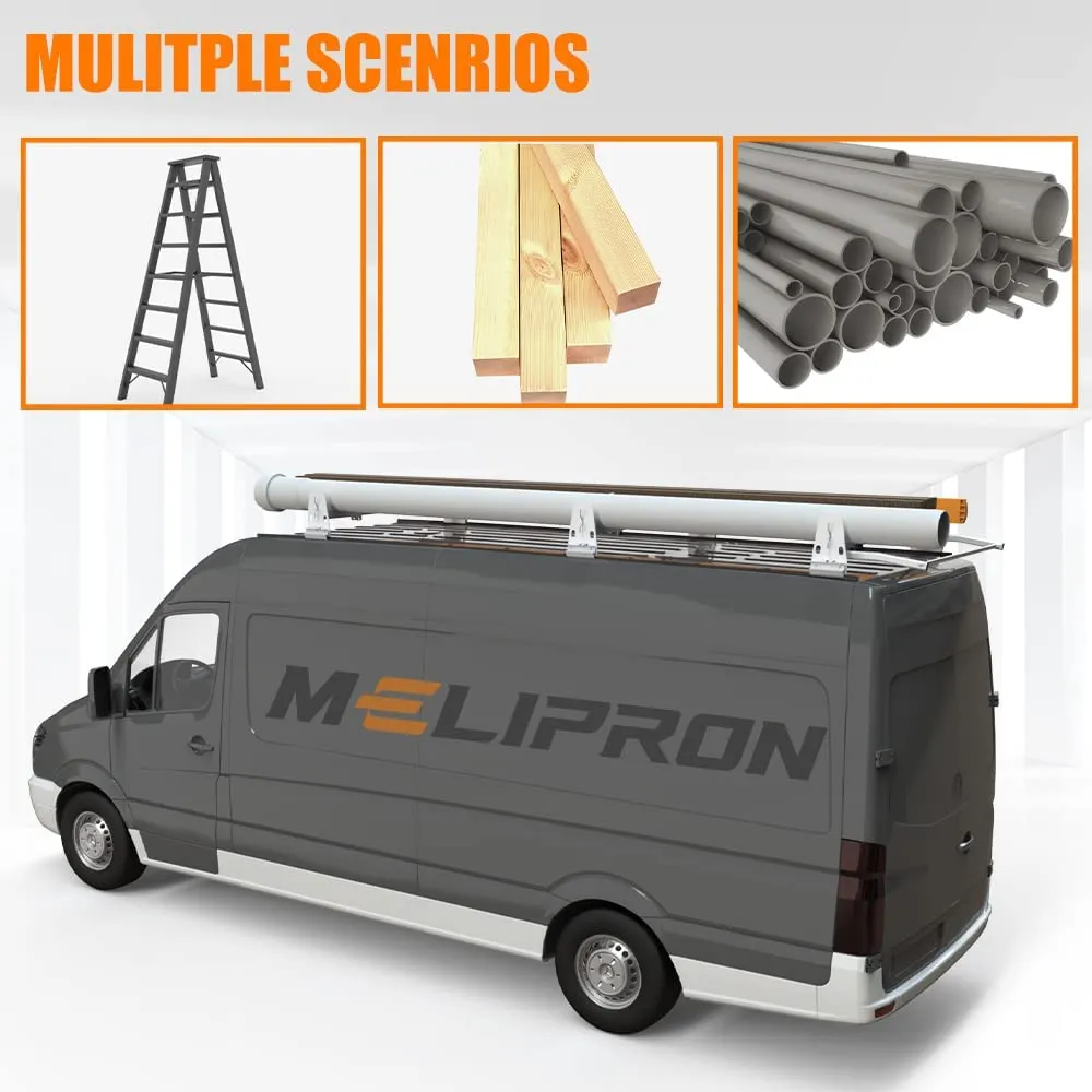 Van Roof Ladder Racks with Cargo Roller for Ford E-series/ Chevrolet Express/ GMC Savana