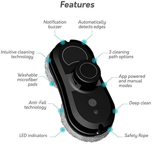 Window Cleaning Robots, Flexible And Safe Cleaning Cleaner Tool for Windows with And without Frame Interior And Exterior Window with A High Floor, Intelligent Brushless Motor